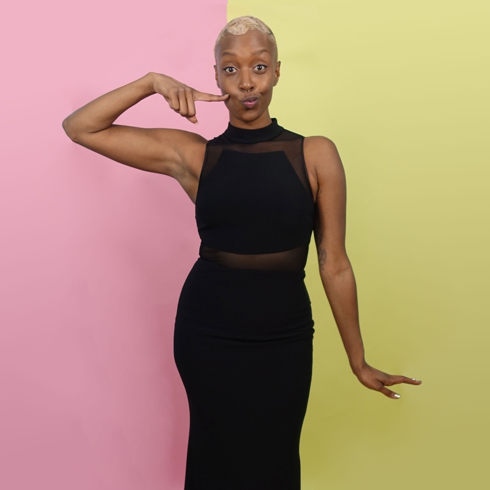 Black Mesh Cut Out Gown | size 8